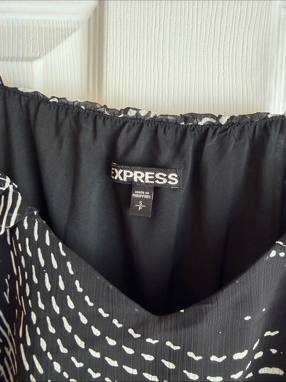 Express Black and White Printed High-Low Spaghetti-Strap Dress - Picture 4 of 6